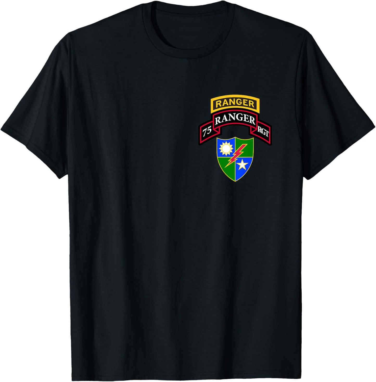 Kids Army Ranger - 75th Ranger Scroll, Tab, DUI for Boys, Girls T-Shirt - T-Shirt | Black