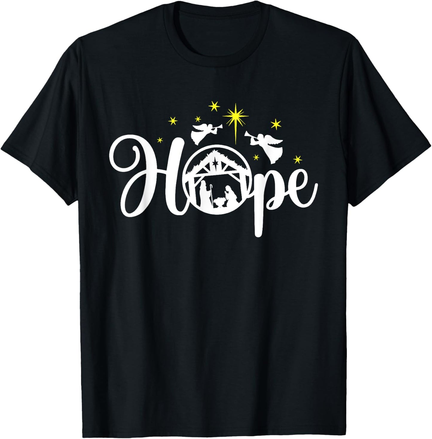 Christian Christmas Hope Jesus Nativity Scene Faith T-Shirt - T-Shirt | Black