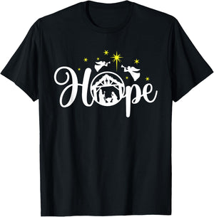 Christian Christmas Hope Jesus Nativity Scene Faith T-Shirt - T-Shirt | Black