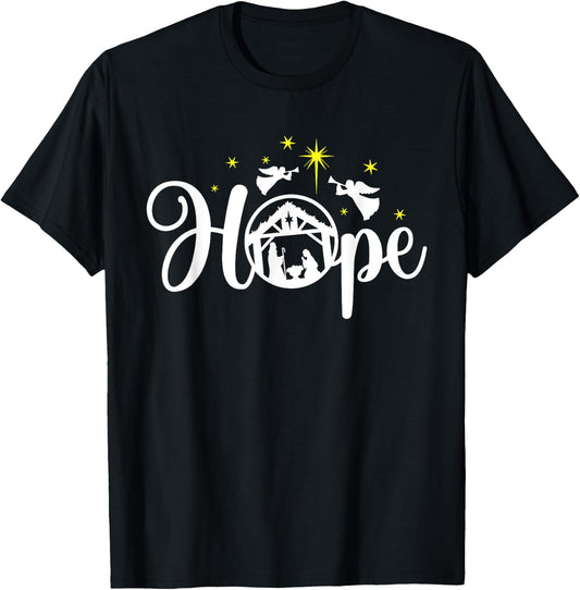 Christian Christmas Hope Jesus Nativity Scene Faith T-Shirt - T-Shirt | Black