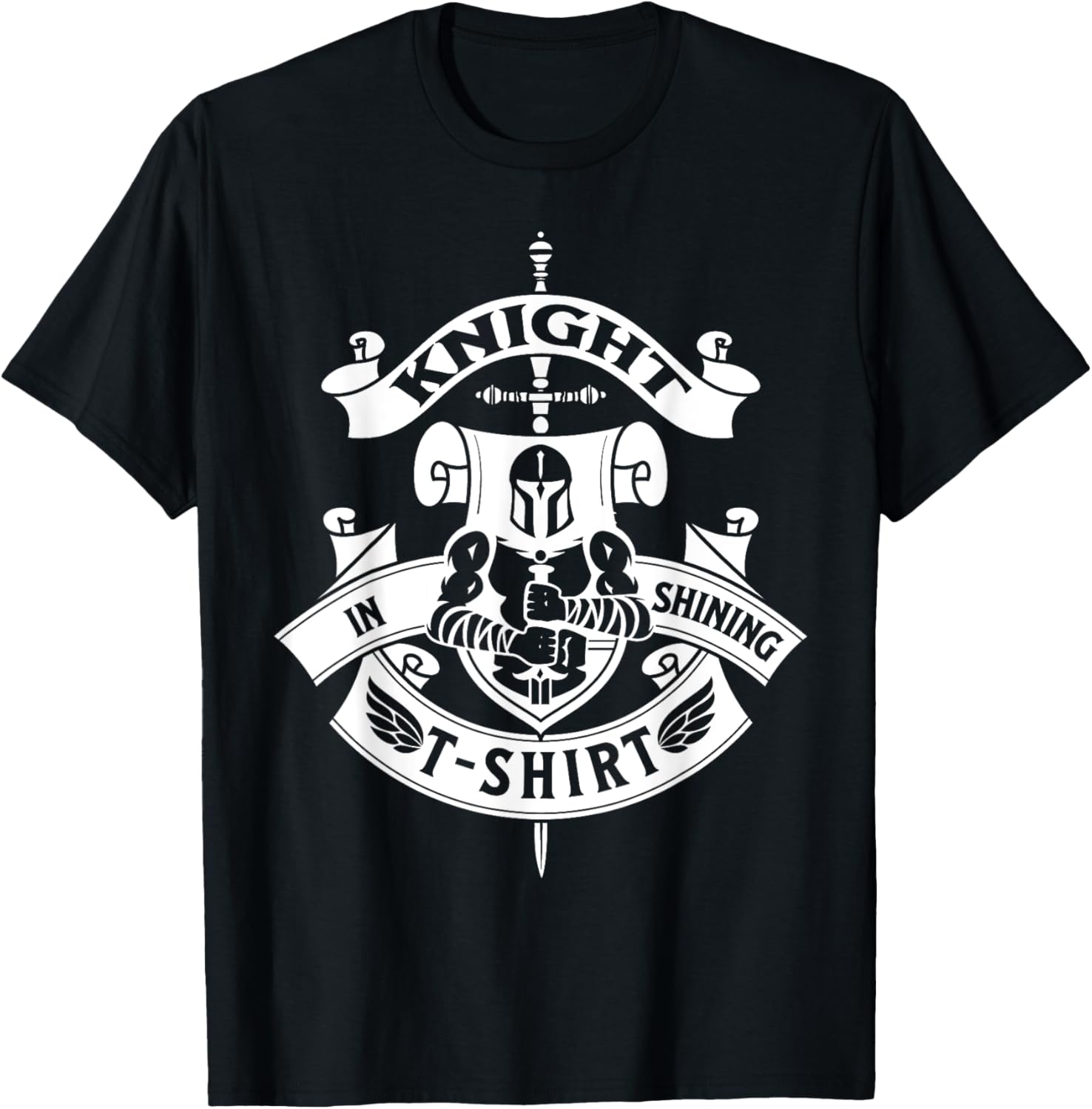 Ren Faire by Knight Medieval Renaissance Knight In Shining Armour for -Adults, Black, Short Sleeve, Classic Fit, Small T-Shirt - T-Shirt | Black