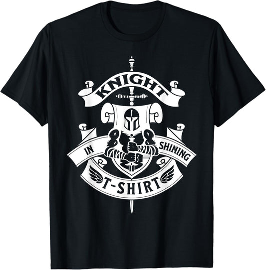 Ren Faire by Knight Medieval Renaissance Knight In Shining Armour for -Adults, Black, Short Sleeve, Classic Fit, Small T-Shirt - T-Shirt | Black