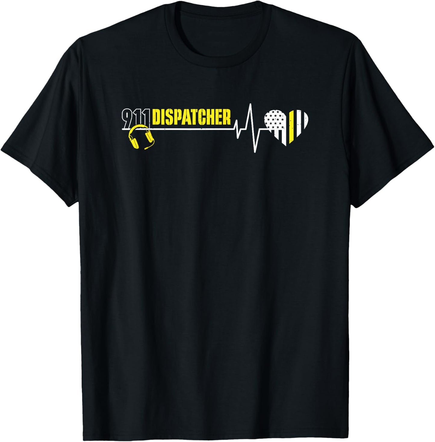 911 Dispatcher Heartbeat Dispatch Operator 911 Dispatcher T-Shirt - T-Shirt | Black