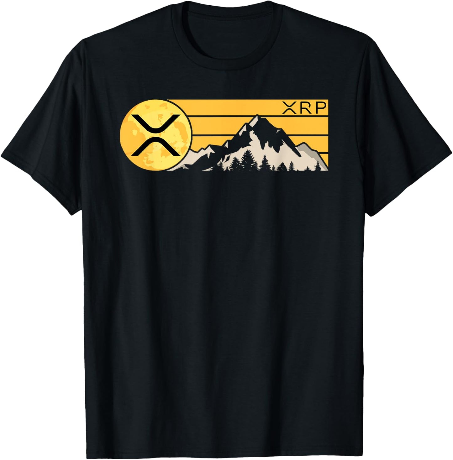 XRP Crypto Moon Mountain XRP Cryptocurrency Coin T-Shirt - T-Shirt | Black