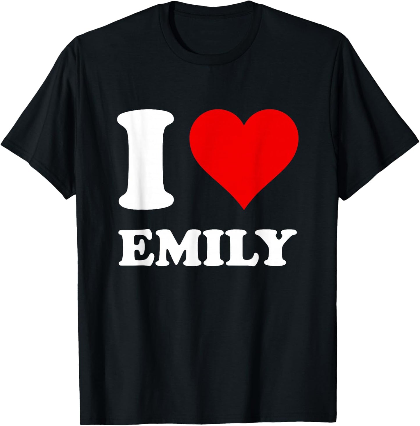 Red Heart I Love Emily T-Shirt - T-Shirt | Black