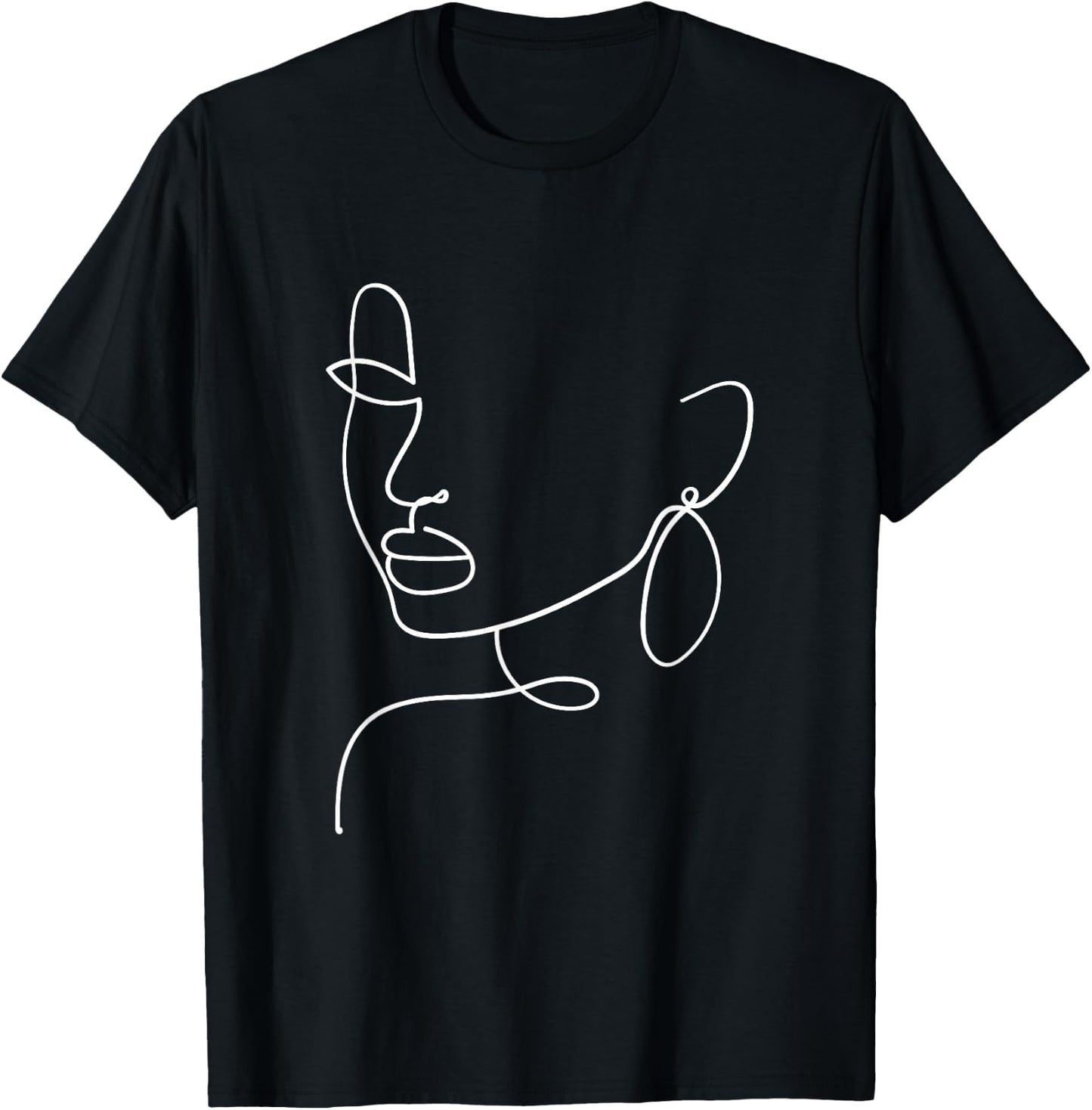 Aesthetic Line Art Woman Abstract Fashion Minimalist Drawing T-Shirt - T-Shirt | Black