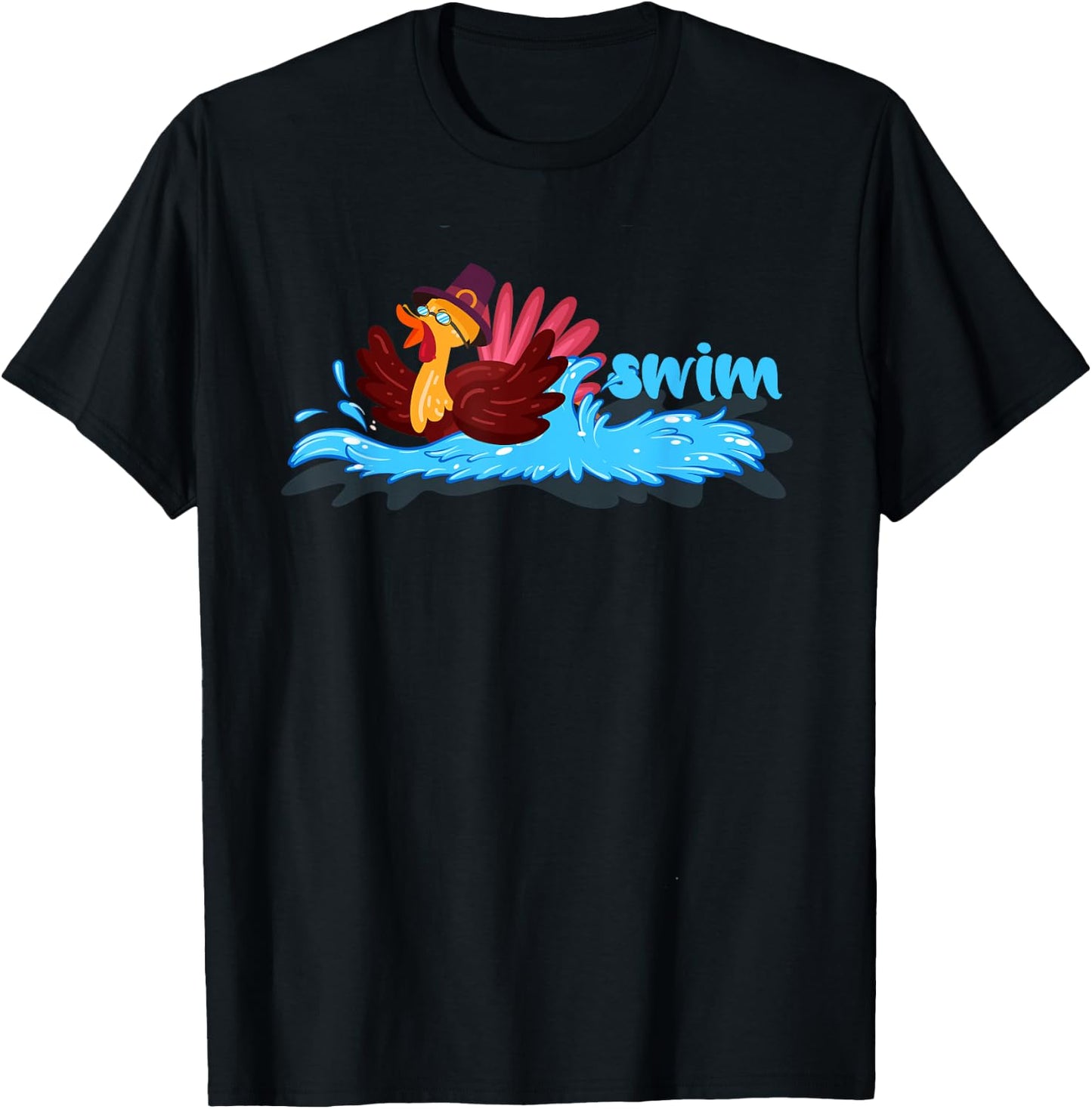 Turkey swim Costume Thanksgiving Running Turkey swimming T-Shirt - T-Shirt | Black
