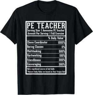PE Teacher Appreciation Back to School First Day PE Teacher - -Adults, Black, Small T-Shirt - T-Shirt | Black