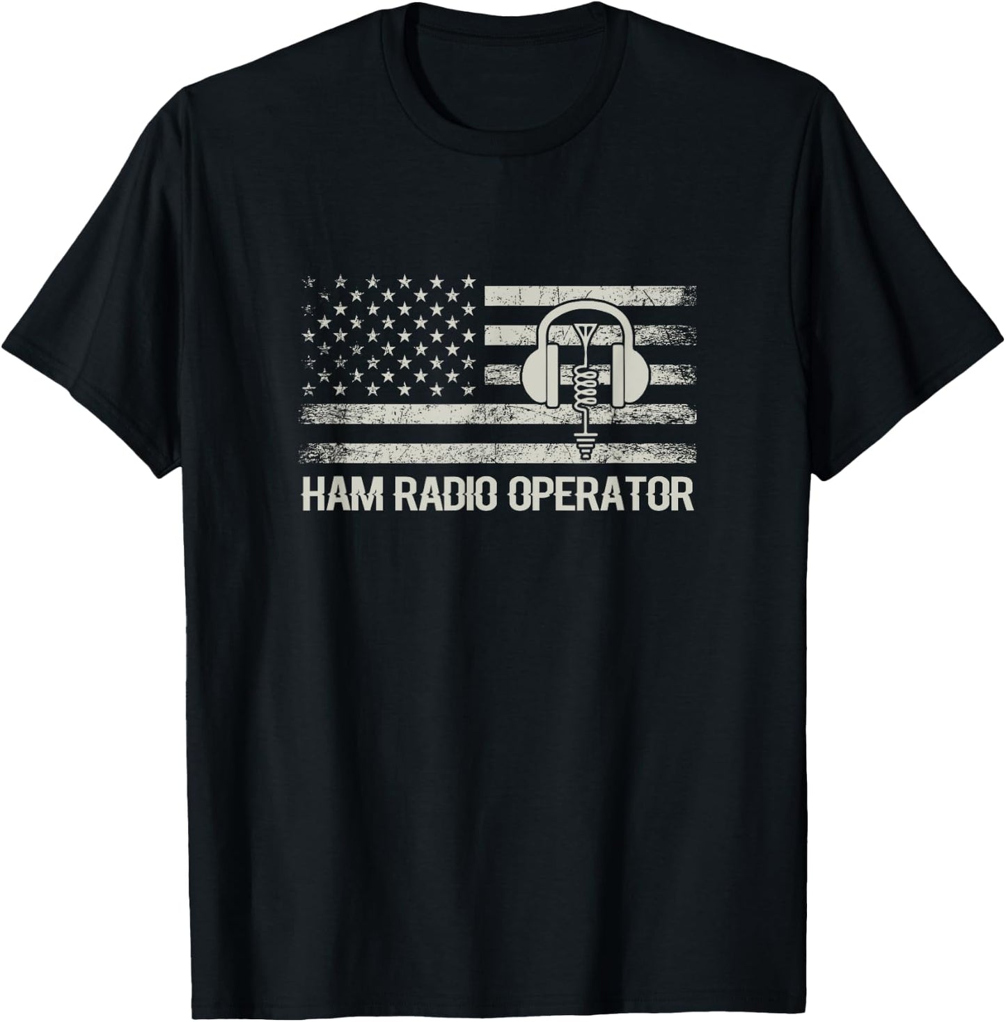 Ham Radio USA Flag Amateur Radio Ham Radio Operator T-Shirt - T-Shirt | Black