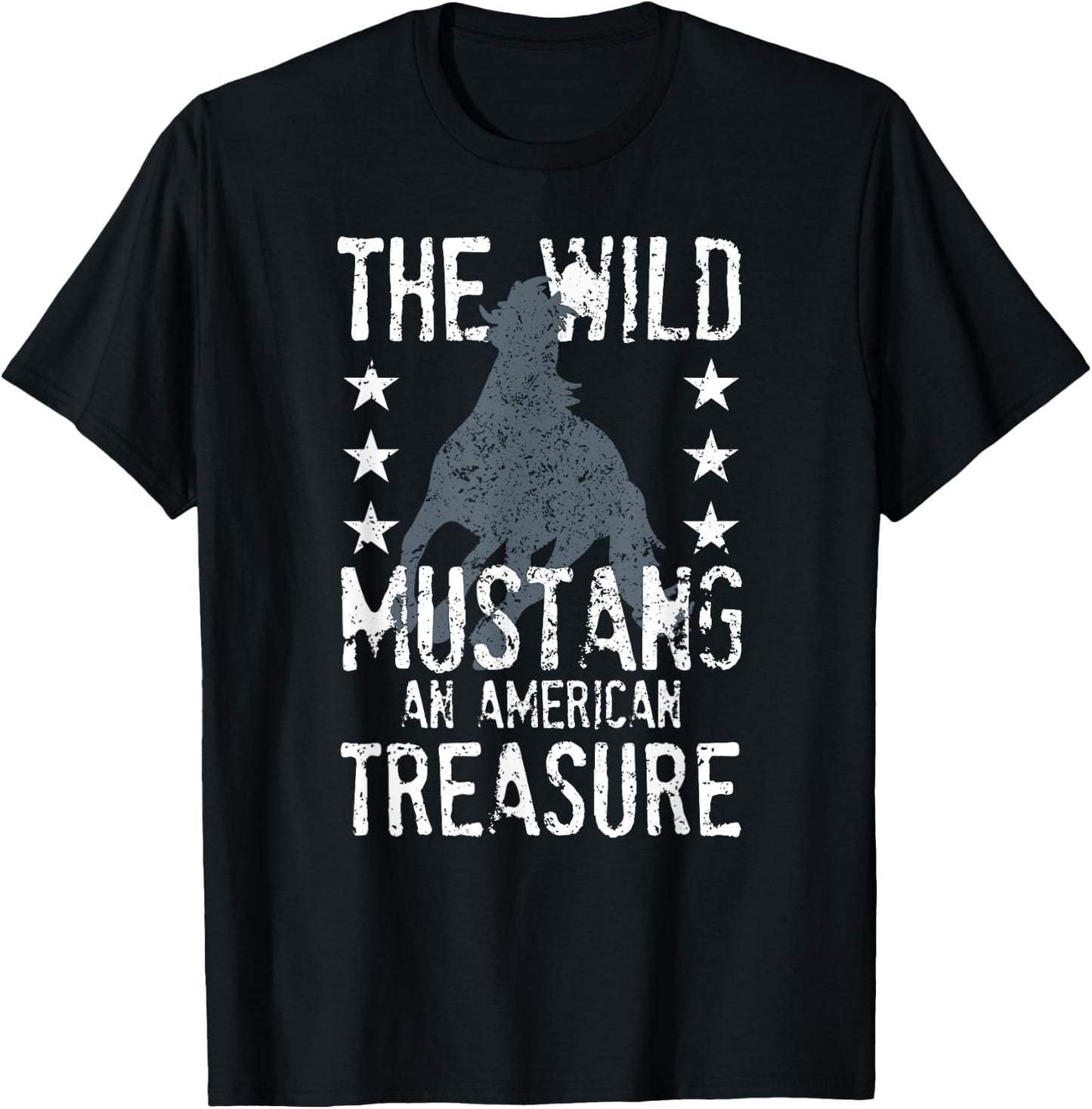 The Wild Mustang An American Treasure Funny Horse Rider T-Shirt - T-Shirt | Black