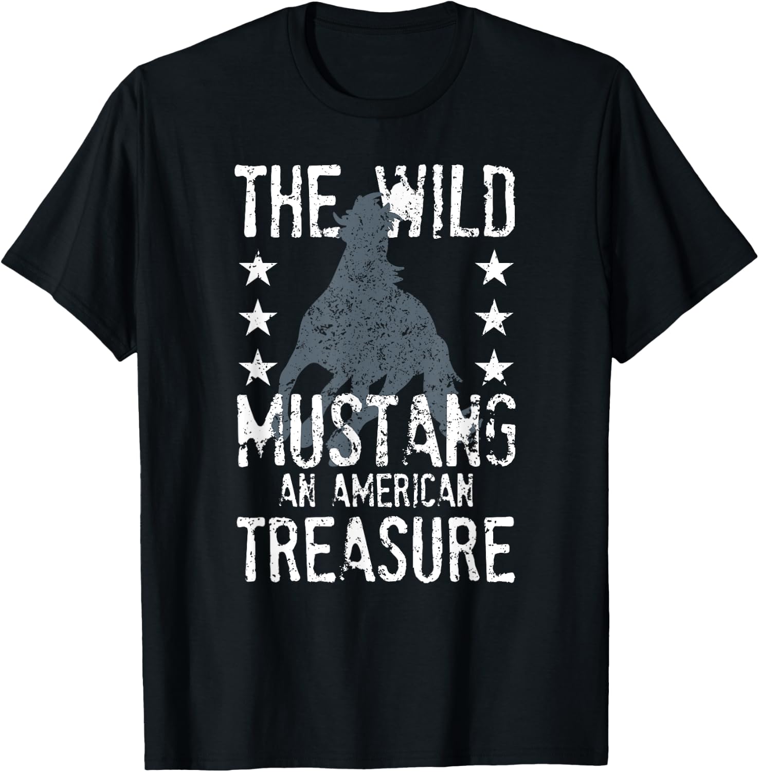 The Wild Mustang An American Treasure Funny Horse Rider T-Shirt - T-Shirt | Black