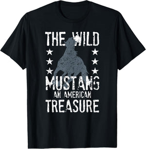 The Wild Mustang An American Treasure Funny Horse Rider T-Shirt - T-Shirt | Black