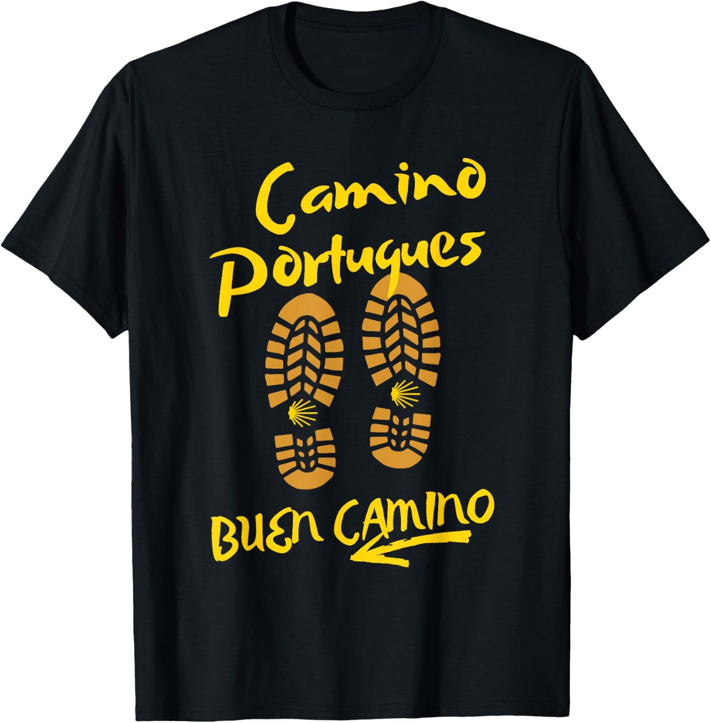 Camino Portugues, BUEN CAMINO, Hiking Boots T-Shirt - T-Shirt | Black