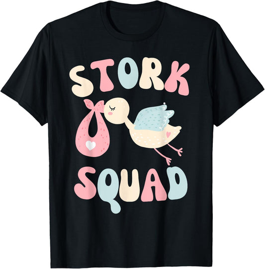 Stork Squad Matching Labor and Delivery Nurse Team T-Shirt - T-Shirt | Black