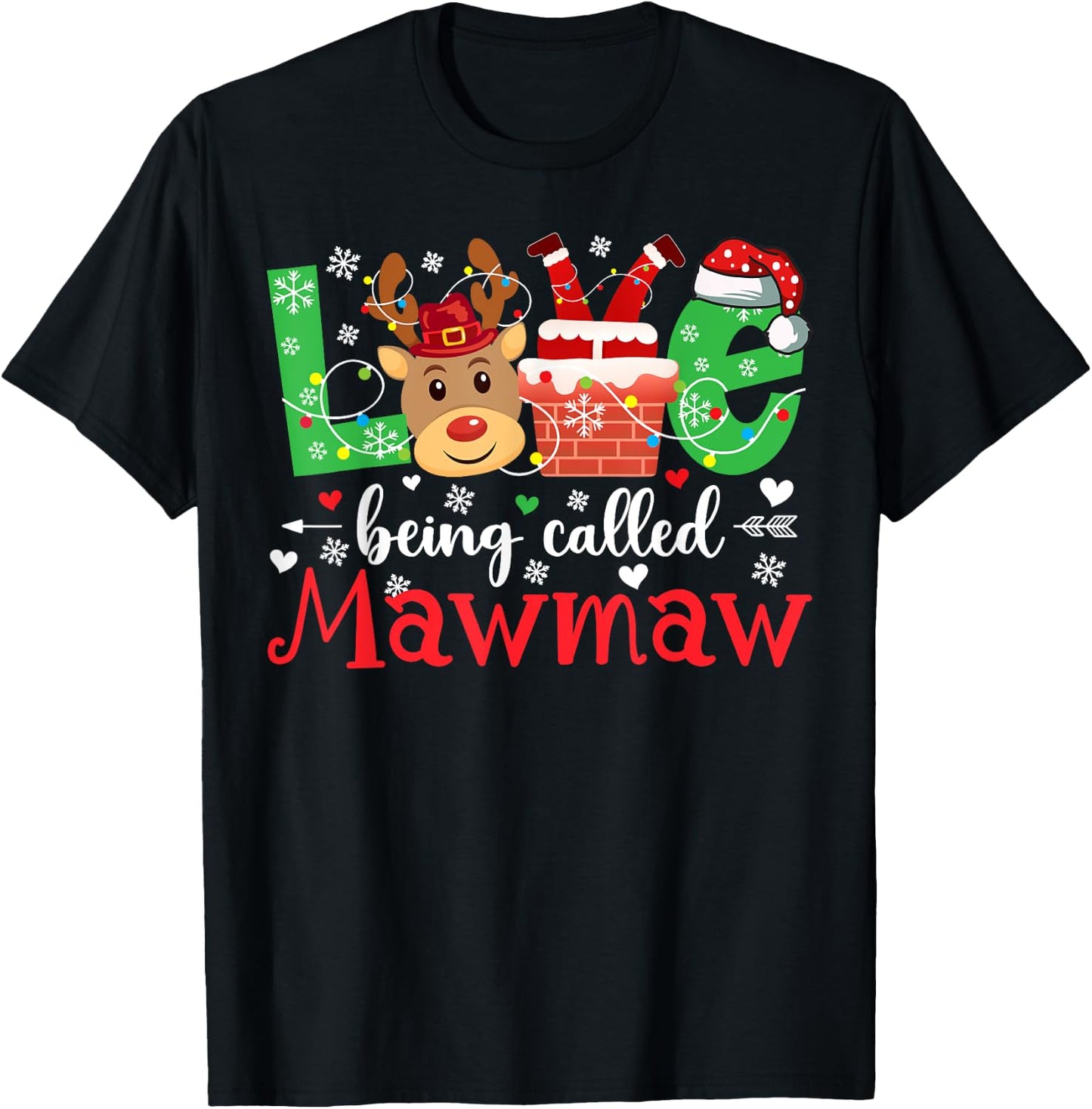 Love Being Called Mawmaw Christmas Mawmaw Grandma Xmas Party T-Shirt - T-Shirt | Black