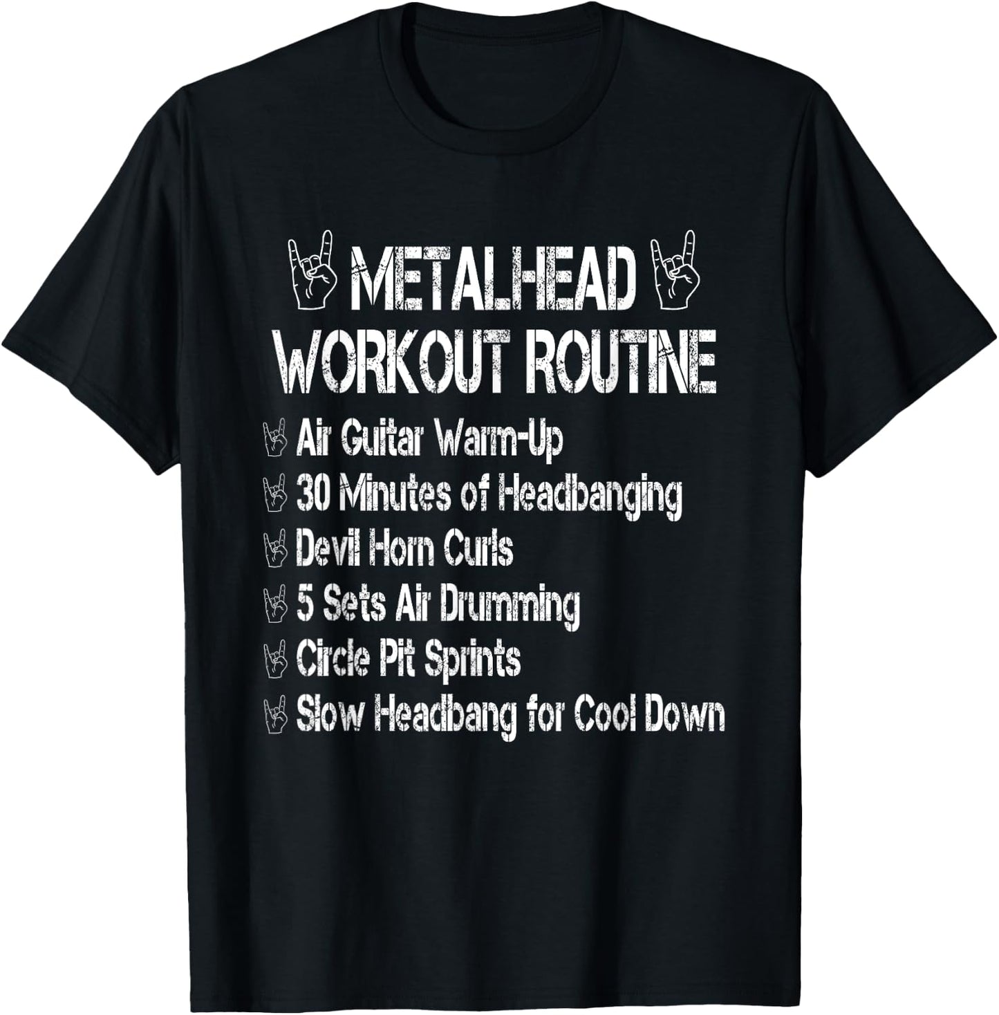 Funny Metalhead Workout Routine Heavy Metal Fan T-Shirt - T-Shirt | Black