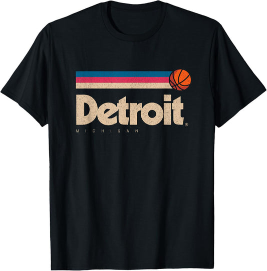 Detroit Basketball B-Ball City Michigan Retro Detroit T-Shirt - T-Shirt | Black