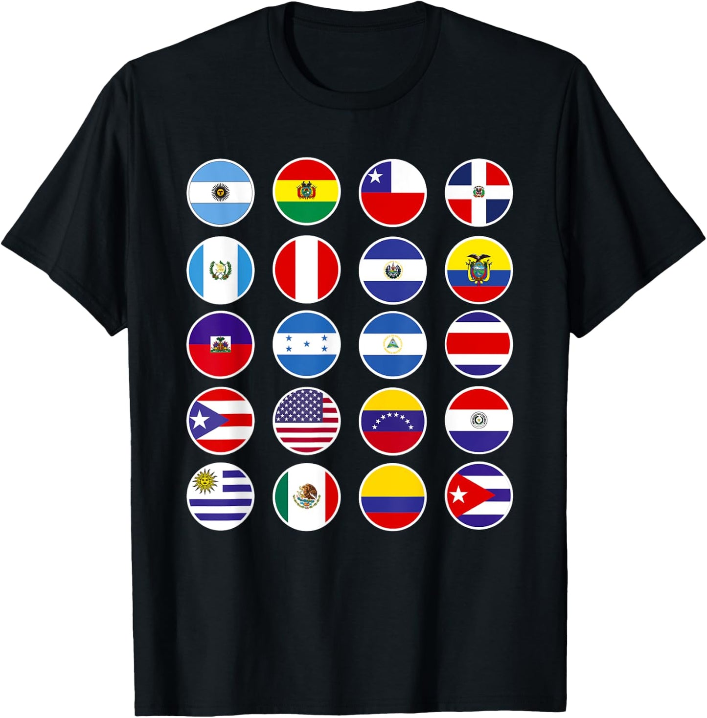 All Latin American Flags Countries Hispanic Heritage Month T-Shirt - T-Shirt | Black