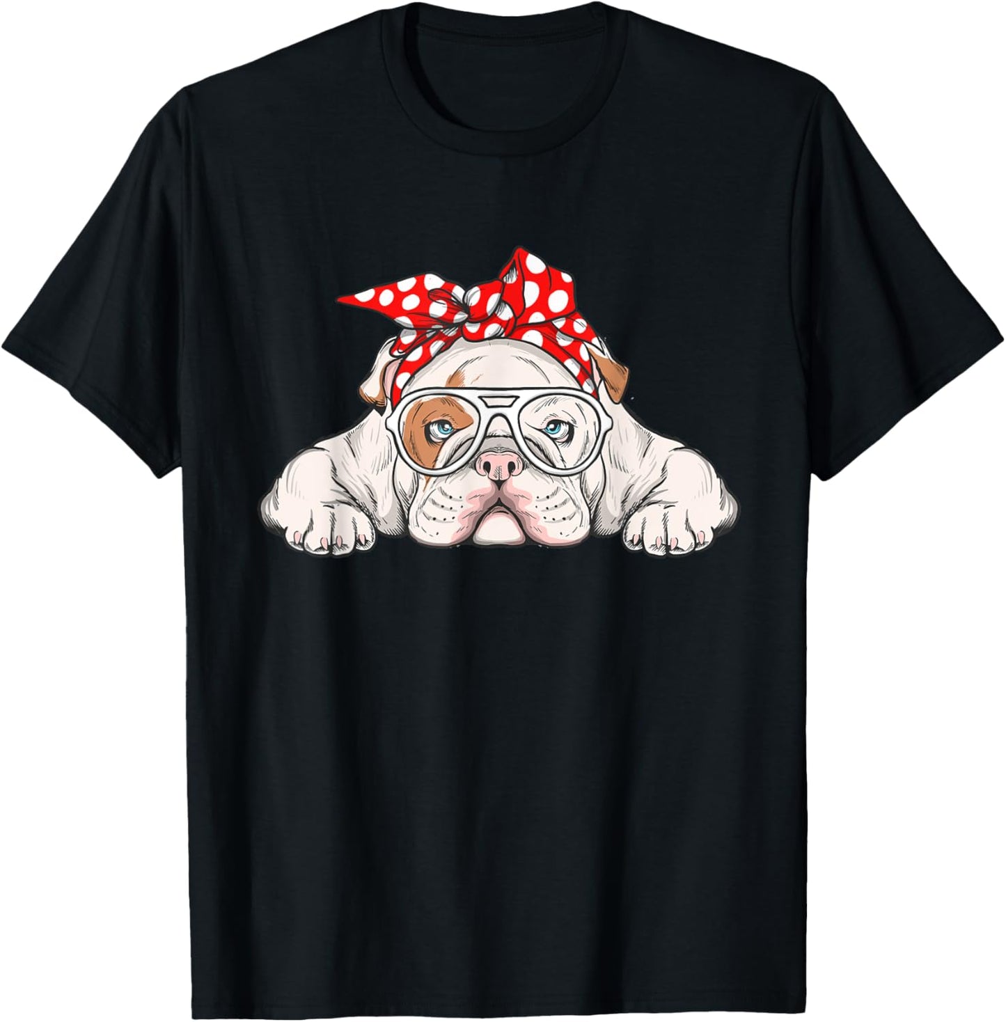English Bulldog With Bandana - Dog Animal Lover Puppy Owner T-Shirt - T-Shirt | Black