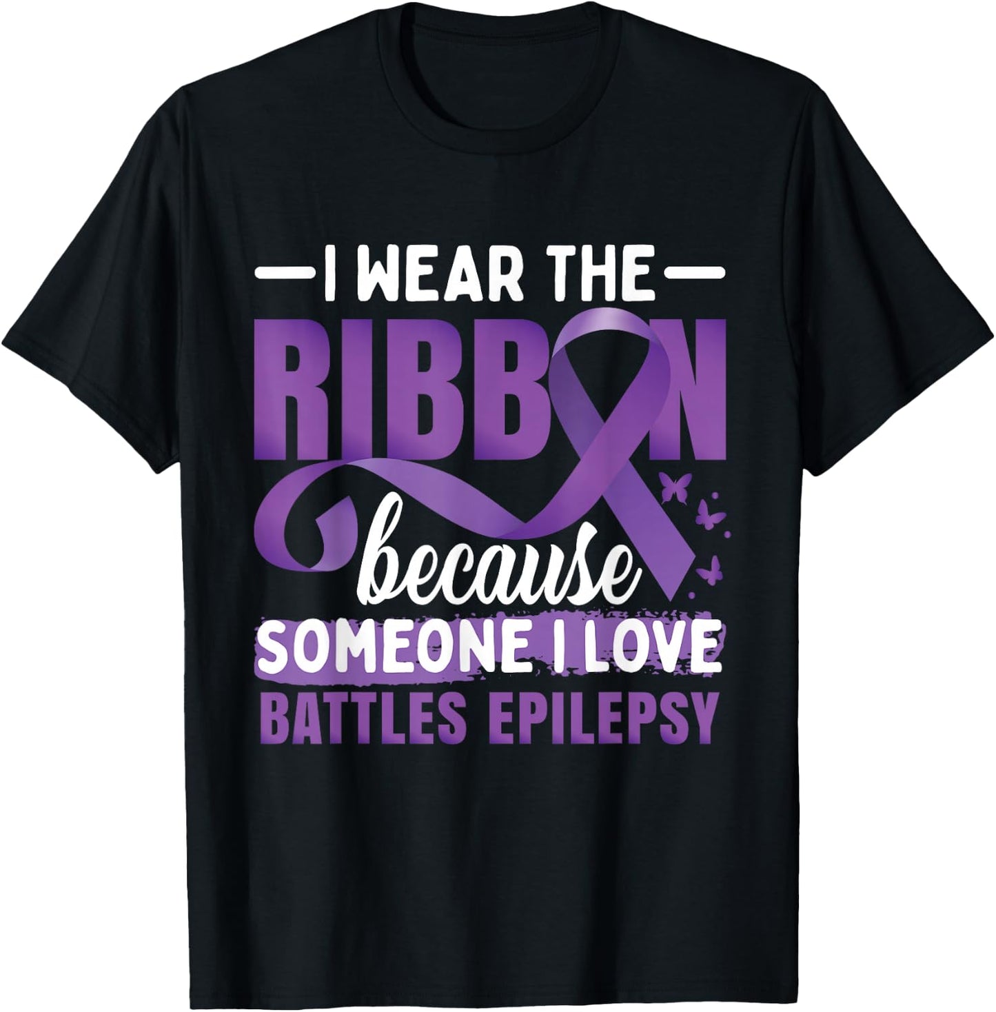 Epilepsy Awareness Purple Ribbon T-Shirt - T-Shirt | Black
