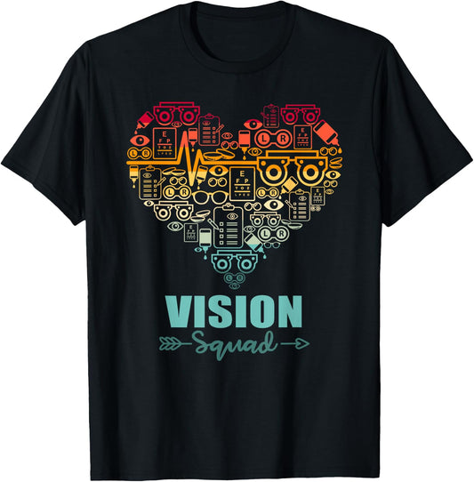 Vision Squad Heart Funny Optometry Team T-Shirt - T-Shirt | Black