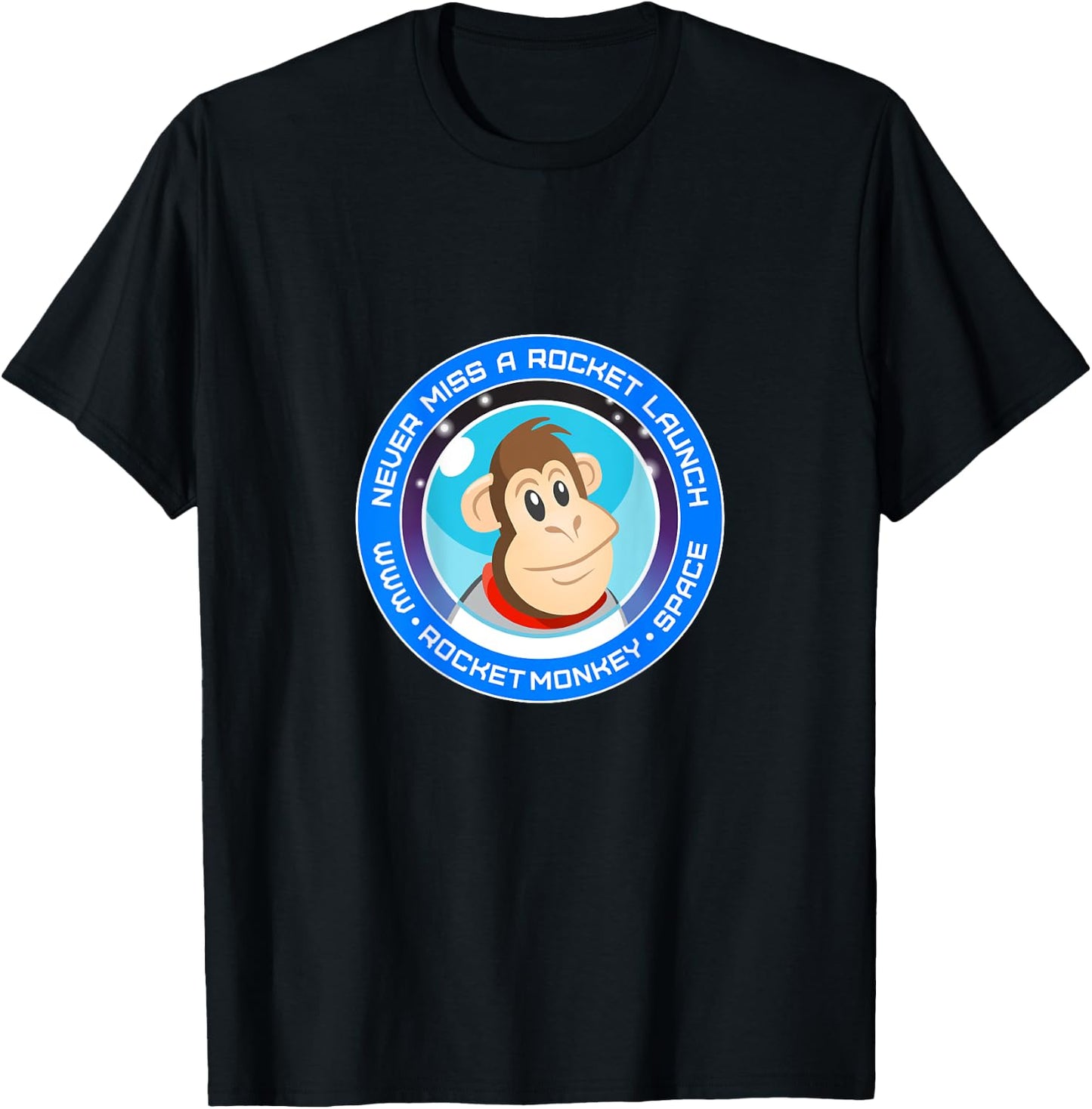 Rocket Monkey Circle Design Back T-Shirt - T-Shirt | Black