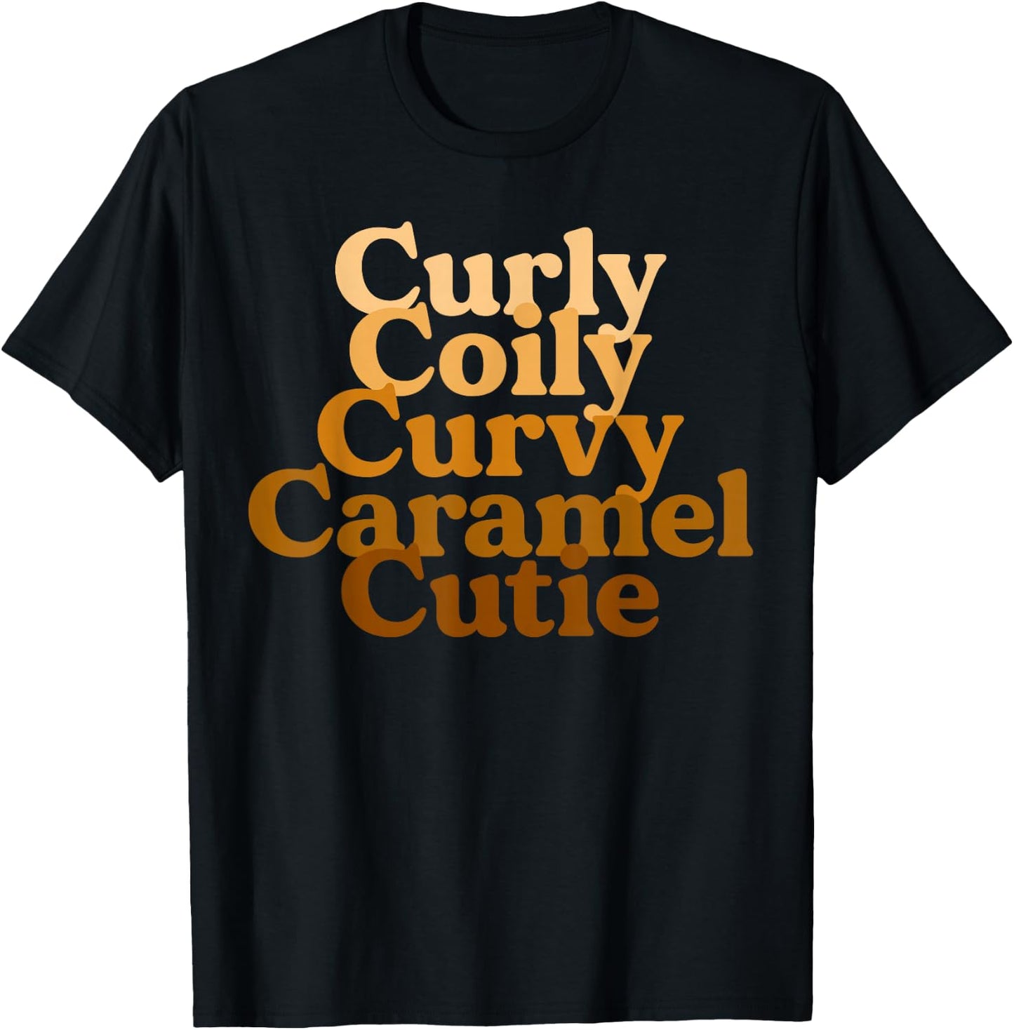 Curly Coily Curvy Caramel Cutie Afro Black Hair Melanin Small T-Shirt - T-Shirt | Black