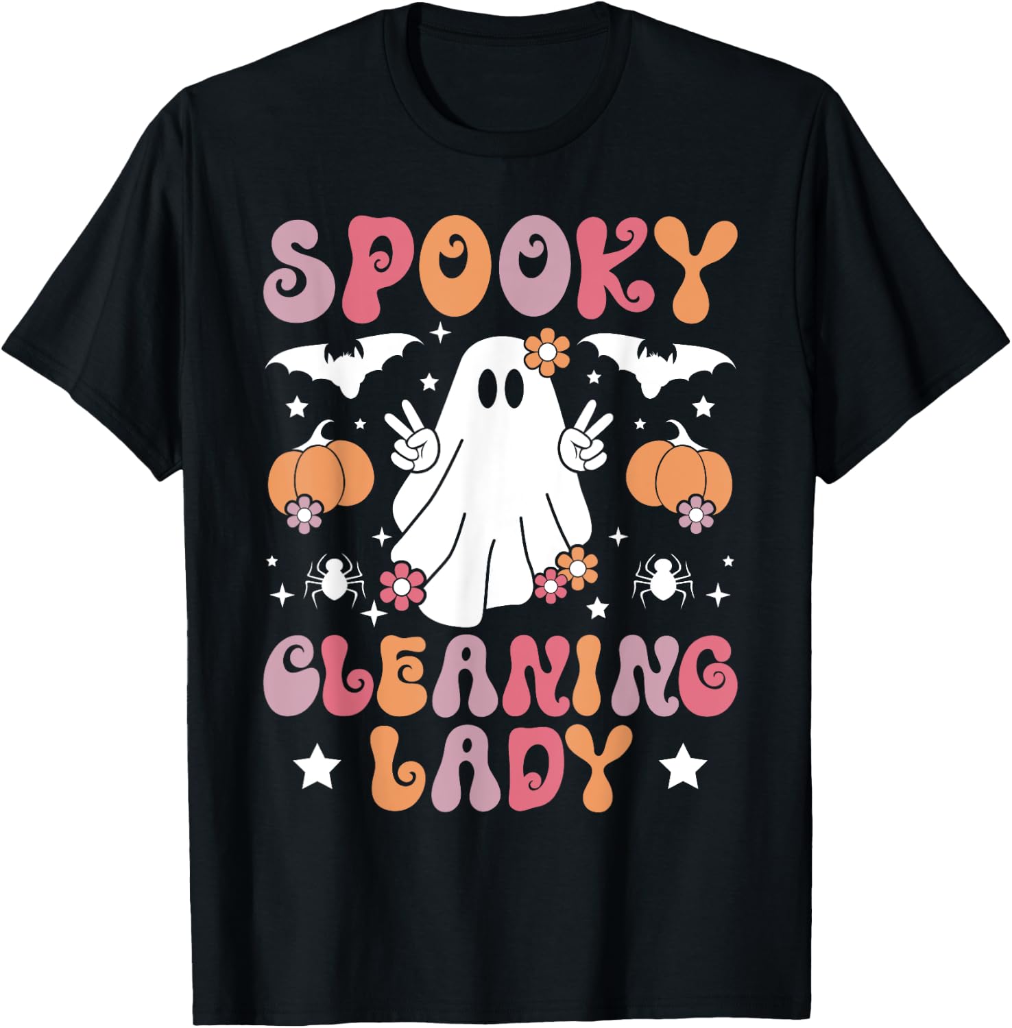 Spooky Cleaning Lady Halloween Housekeeping Cleaner T-Shirt - T-Shirt | Black