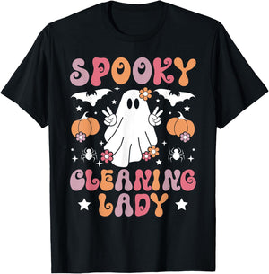 Spooky Cleaning Lady Halloween Housekeeping Cleaner T-Shirt - T-Shirt | Black