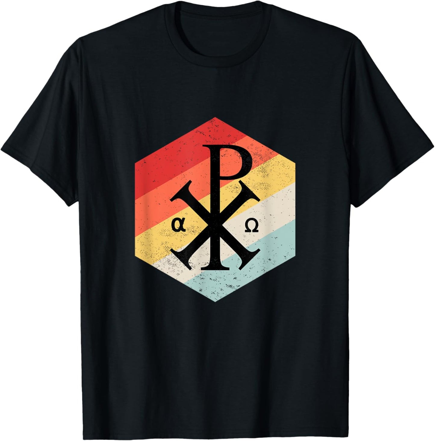 Chi Rho Symbol Motif Jesus Constantine Cross Christian T-Shirt - T-Shirt | Black