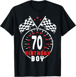 70th Birthday Boy Race Car Racing Car Driver 70 Year Old T-Shirt - T-Shirt | Black