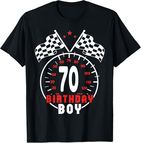 70th Birthday Boy Race Car Racing Car Driver 70 Year Old T-Shirt - T-Shirt | Black