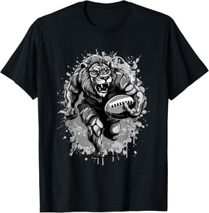 Lion American Football Team Animal Mascot T-Shirt - T-Shirt | Black