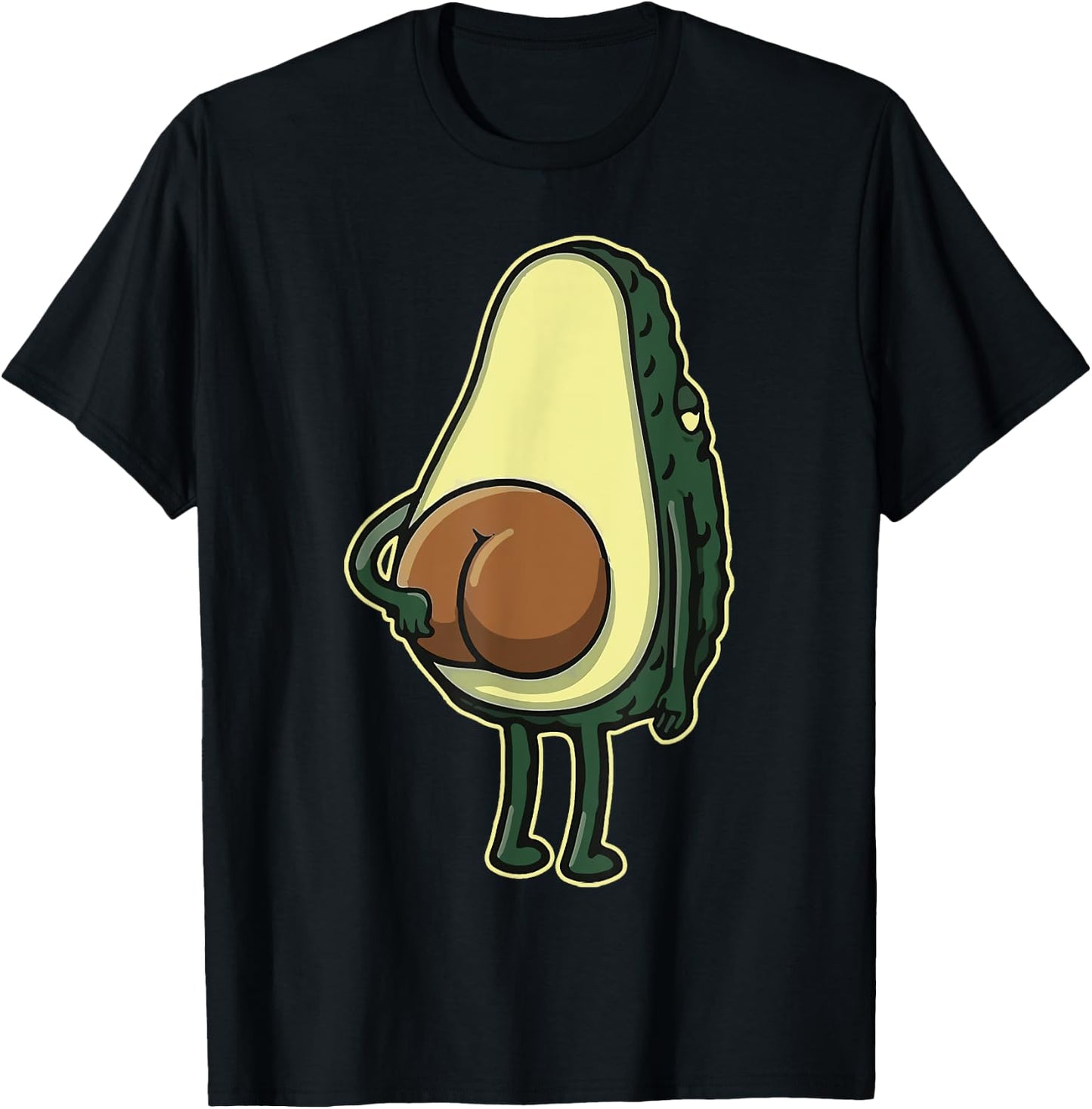 Funny Avocado Scratching Butt Vegan Guacamole Men Women Kids T-Shirt - T-Shirt | Black
