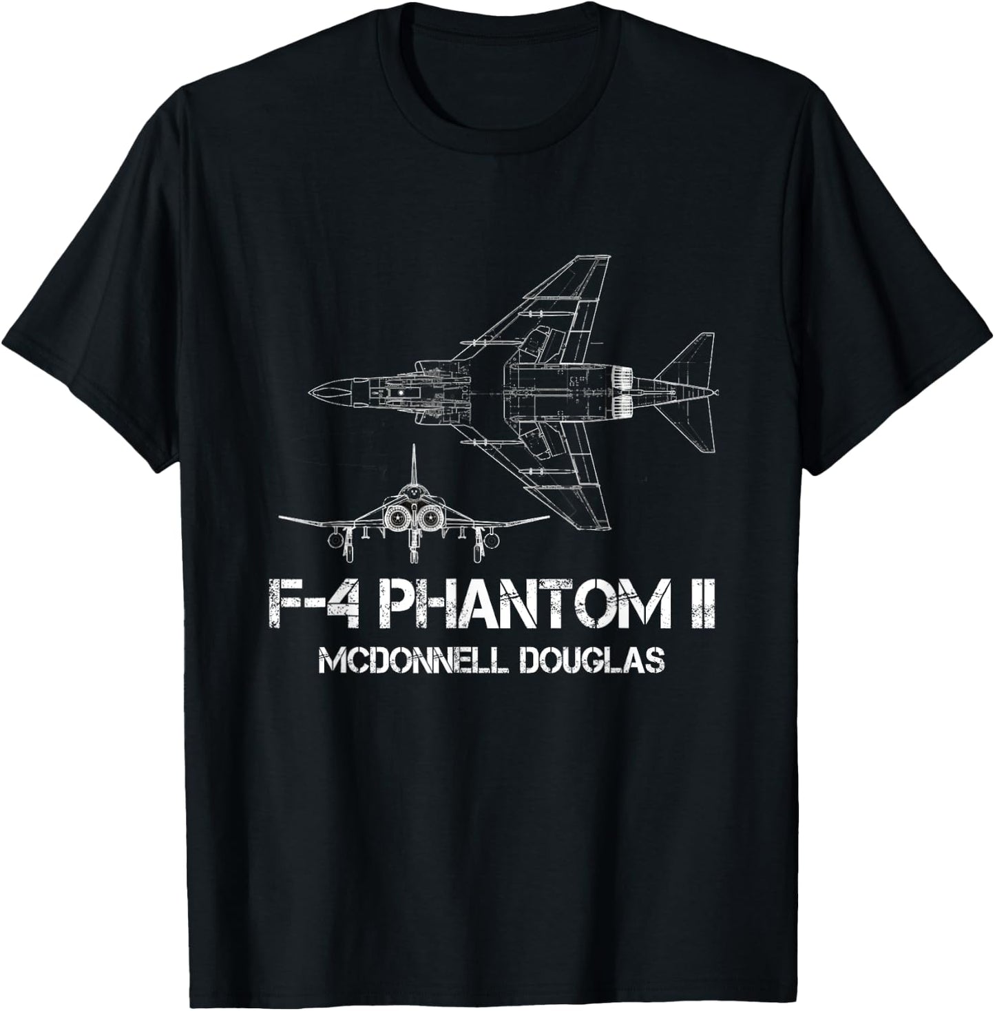 McDonnell Douglas F-4 Phantom II Blueprint Aircraft T-Shirt - T-Shirt | Black