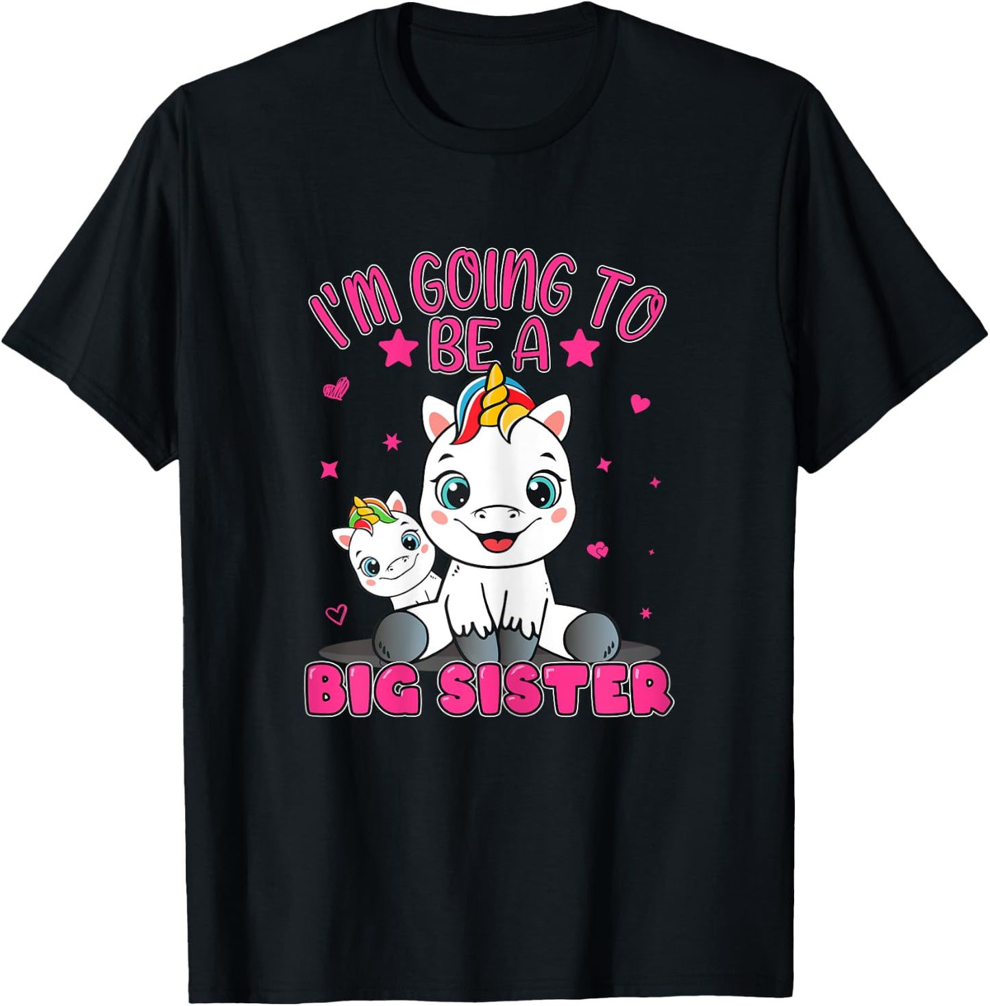 I'm Going To Be A Big Sister Girls' Siblings Unicorn T-Shirt - T-Shirt | Black
