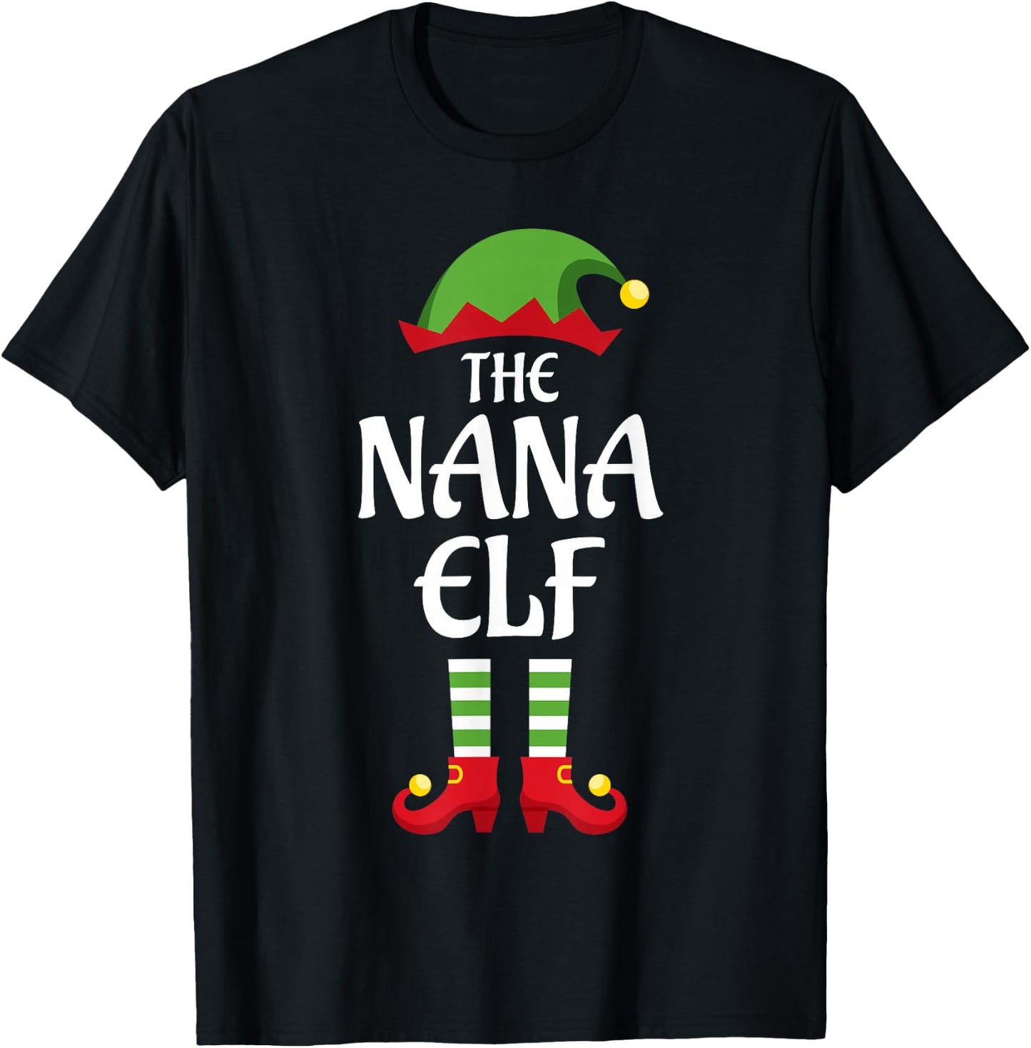 Nana Elf Family Matching Group Christmas T-Shirt - T-Shirt | Black