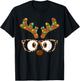 Reindeer Face Glasses Matching Family Christmas Women Girls T-Shirt - T-Shirt | Black