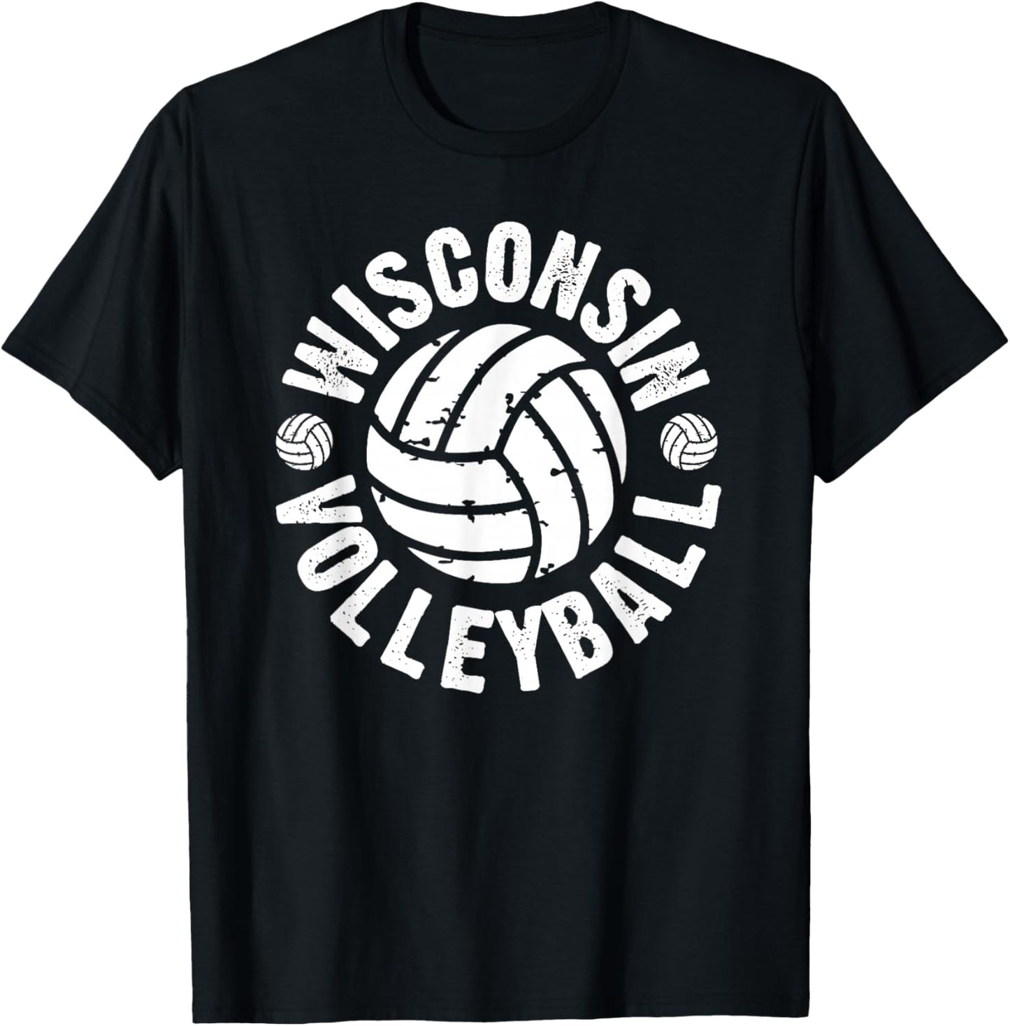 Wisconsin Volleyball Classic Style Vintage Distressed T-Shirt - T-Shirt | Black