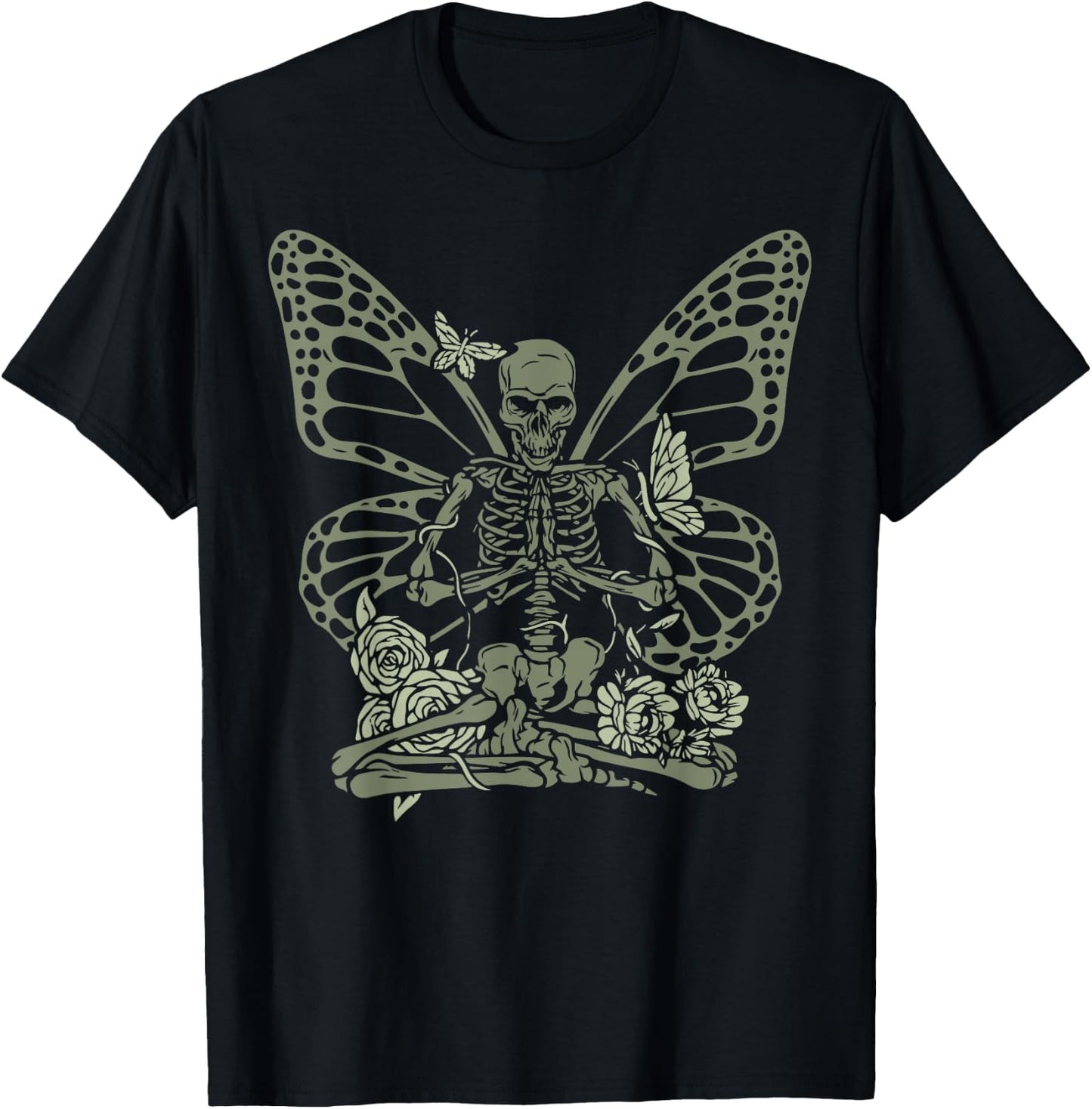Fairy Grunge Fairycore Aesthetic Skeleton Butterfly Gothic T-Shirt - T-Shirt | Black