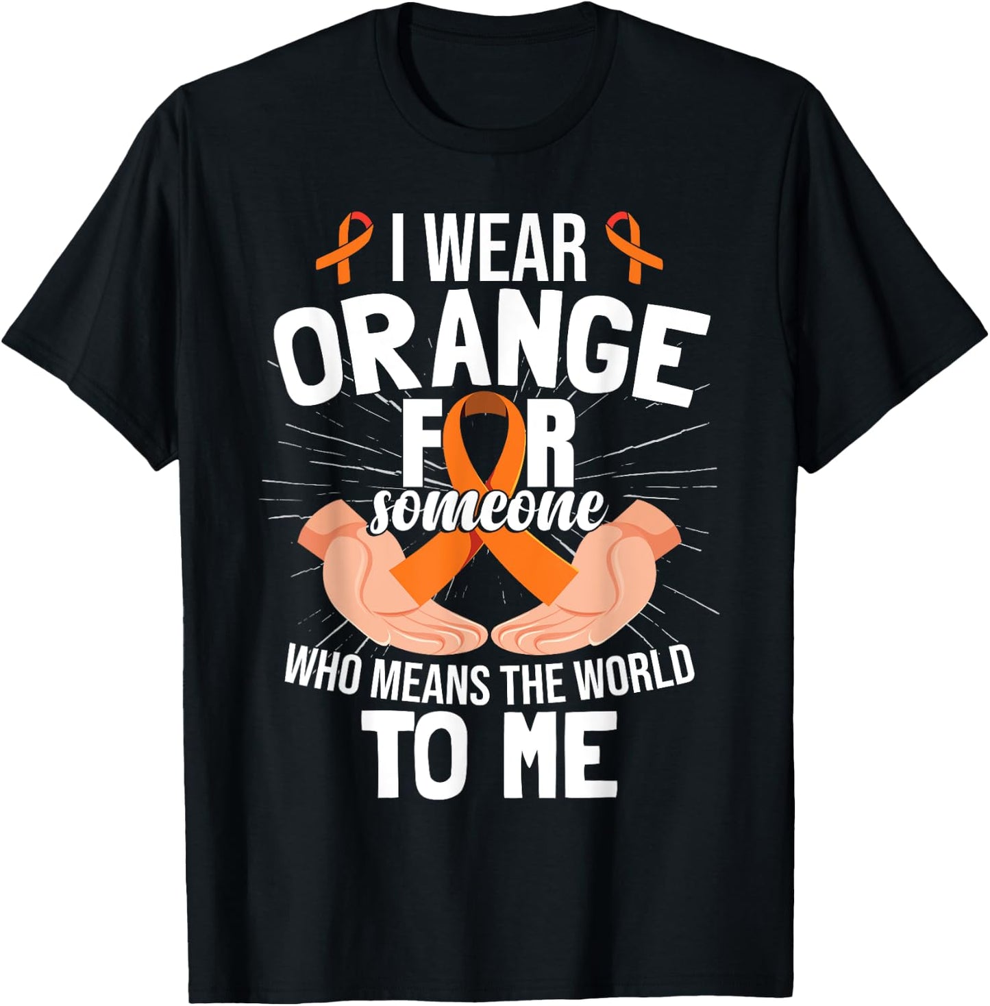 Orange Ribbon MS Multiple Sclerosis Awareness T-Shirt - T-Shirt | Black