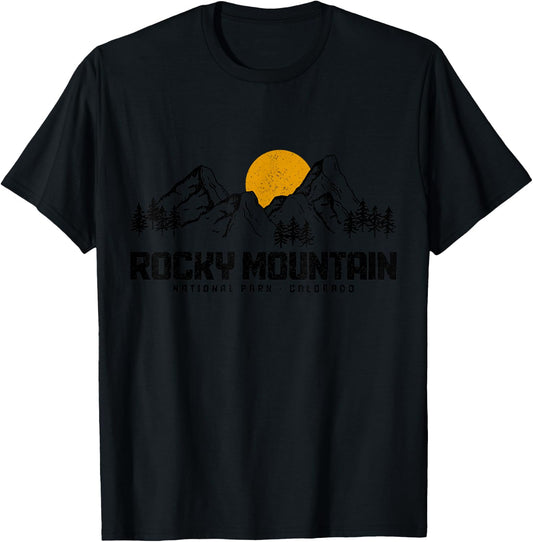 Rocky Mountains Colorado Vintage Hiking Nature National Park T-Shirt - T-Shirt | Black