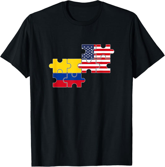 Colombia USA Flag American Colombian T-Shirt - T-Shirt | Black