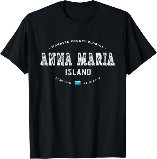 Vintage Retro Anna Maria Island Florida Graphic T-Shirt - T-Shirt | Black