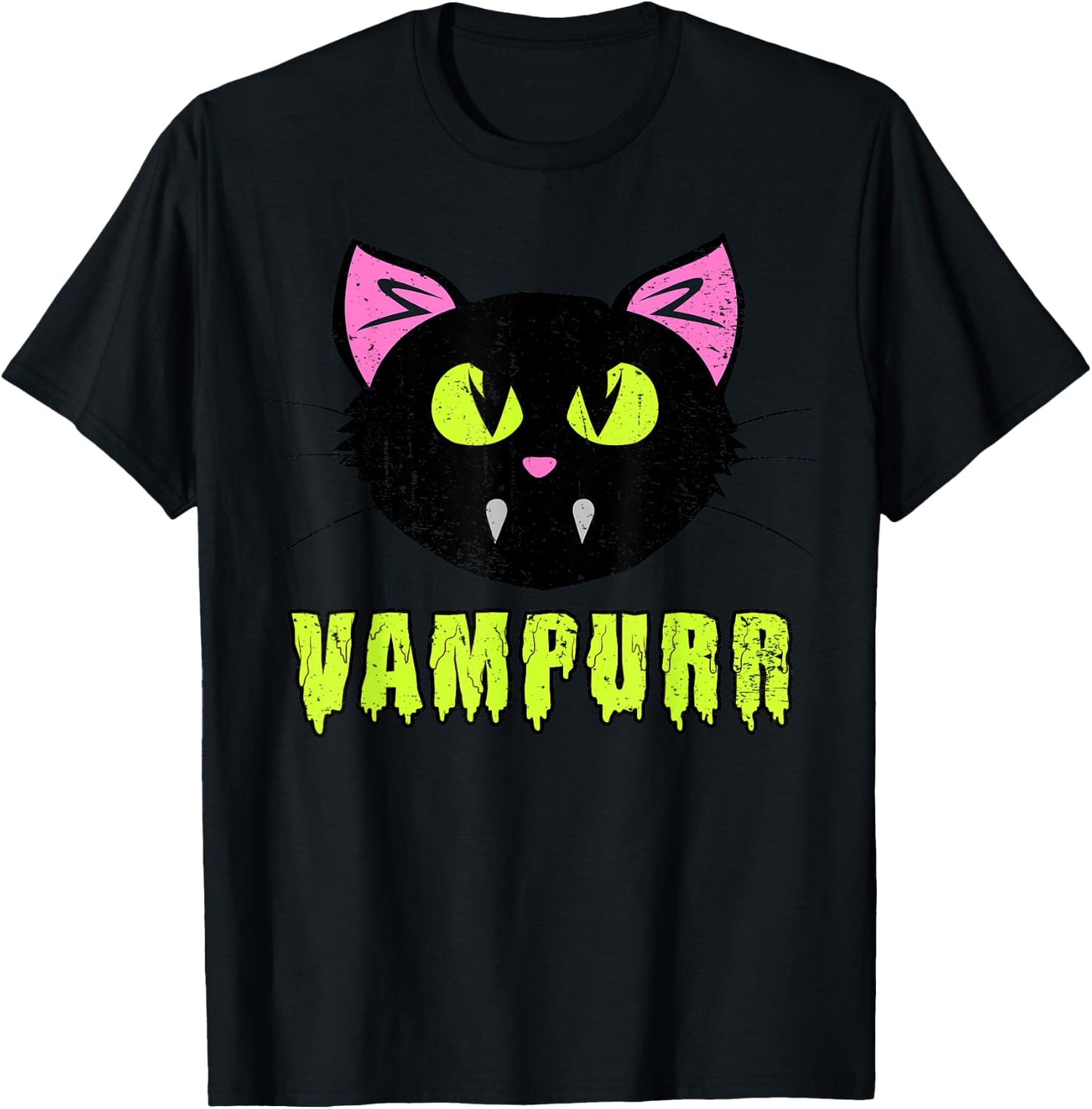 Vampurr Vampire Black Cat-Shirt Funny Lazy Halloween Costume T-Shirt - T-Shirt | Black