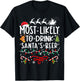 Most Likely To Drink Santa's Beer Family Christmas T-Shirt - T-Shirt | Black