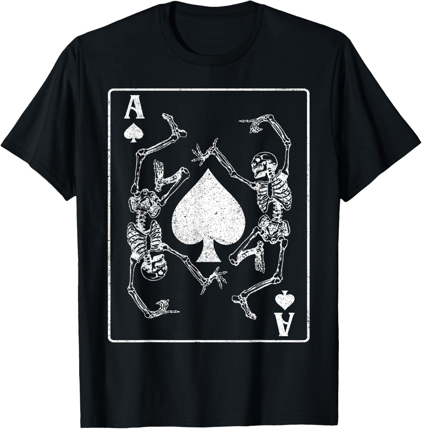 Goth Punk Ace Of Spades Card Shark Gambler Skeleton Vintage T-Shirt - T-Shirt | Black
