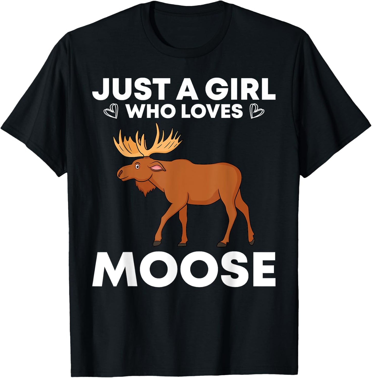 Funny Moose Girls Antler Alces Elk Forest Animal T-Shirt - T-Shirt | Black