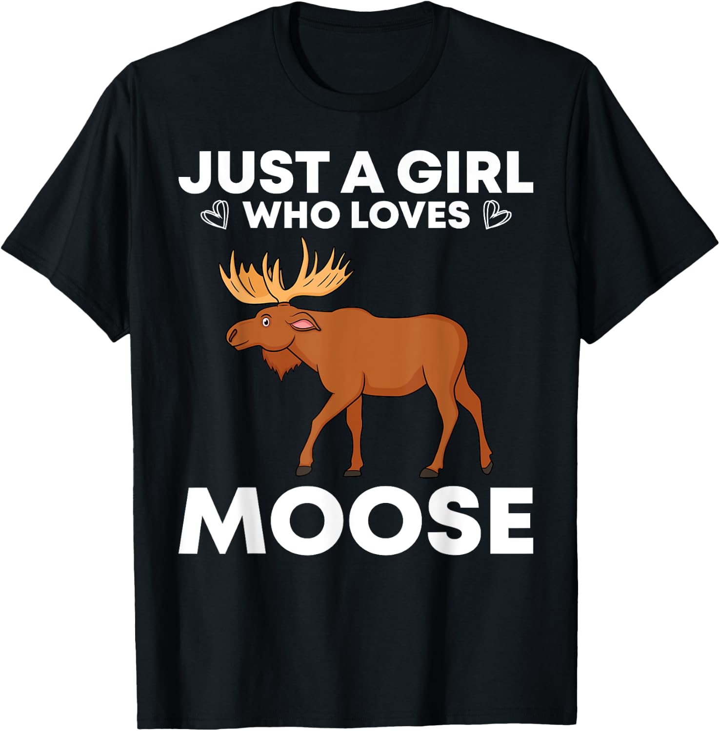 Funny Moose Girls Antler Alces Elk Forest Animal T-Shirt - T-Shirt | Black
