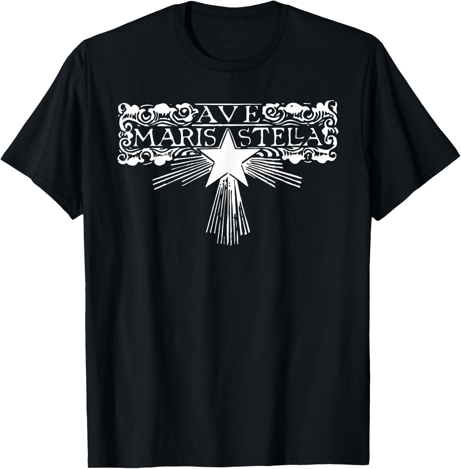 Ave Maris Stella Catholic Women Blessed Mother Latin Mass T-Shirt - T-Shirt | Black
